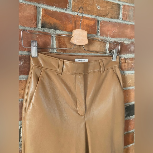 ARITZIA BABATON command pant vegan leather brown size 2 full length - Picture 3 of 8